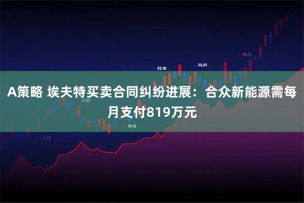 A策略 埃夫特买卖合同纠纷进展：合众新能源需每月支付819万元