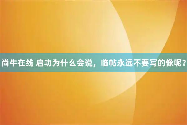 尚牛在线 启功为什么会说，临帖永远不要写的像呢？